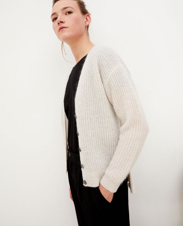Mohair blend cardigan Silver gray/off white/lurex
