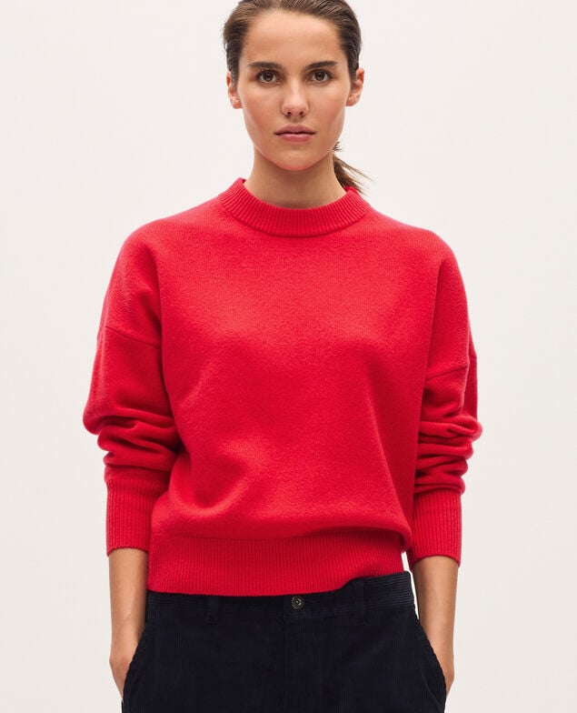 Round neck wool jumper U150 red
