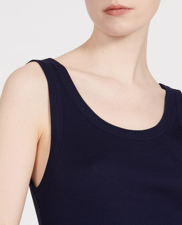 Mercerised cotton ribbed jersey vest Maritime blue
