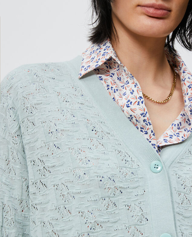 Cotton and linen cardigan Blue haze