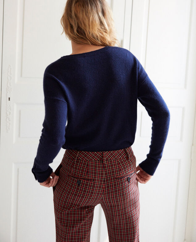 Jumper with buttons on the sleeves 100% cashmere Dark navy