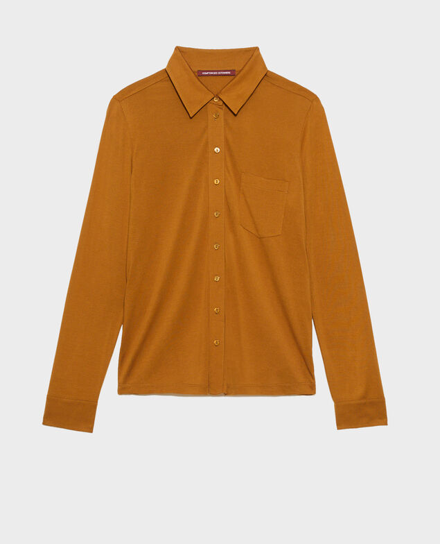 Silk jersey shirt Bronze brown