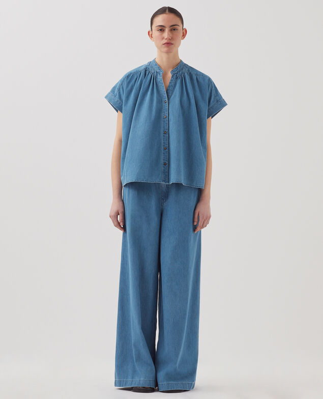 Oversize cotton shirt J630 blue wash