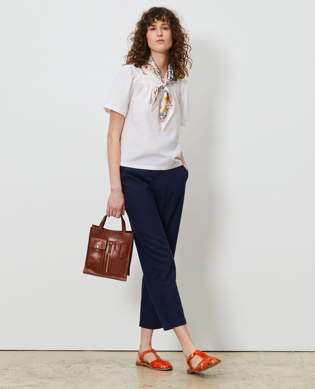 Cotton and silk top Brilliant white