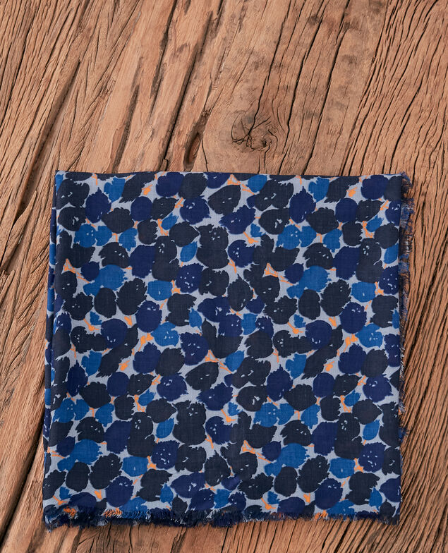 Printed scarf Blossom shadow indigo