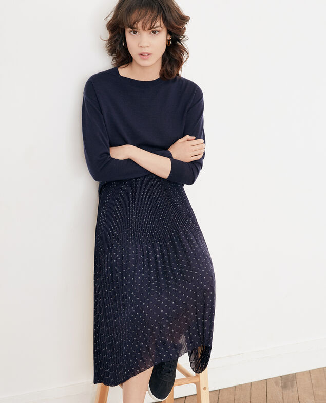 Pleated skirt with spots Ring dots marine