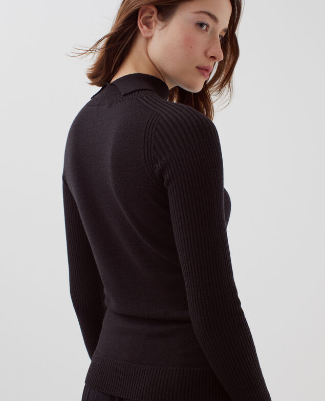 Slim fit merino wool jumper H091 black beauty