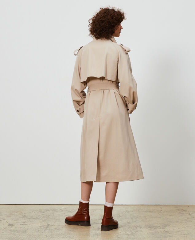 Oversize soft wool trench Oxford tan
