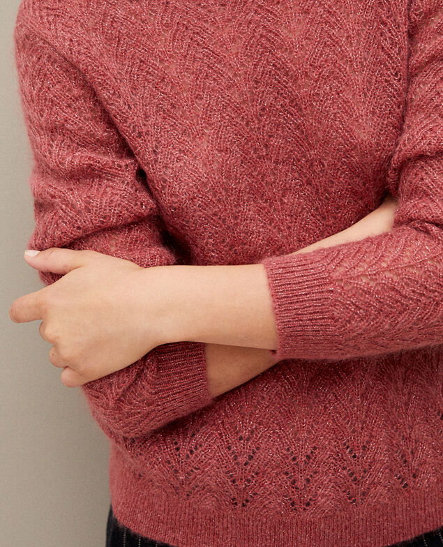 Jumper with mohair and lurex Earth red