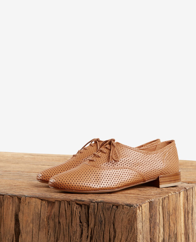 Perforated leather derbies Cognac
