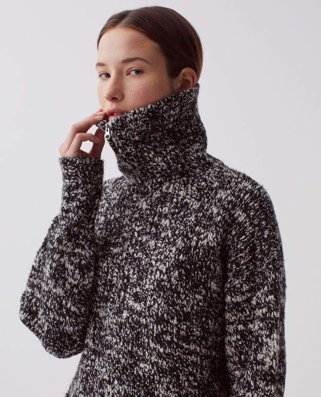 Half-zip jumper I099 boucle blk/white