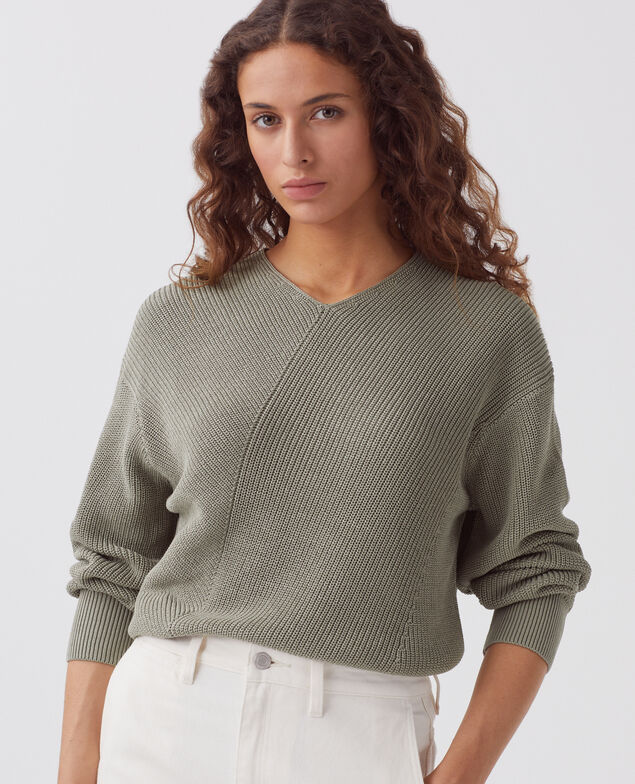 V-neck cotton jumper J050 shadow gray