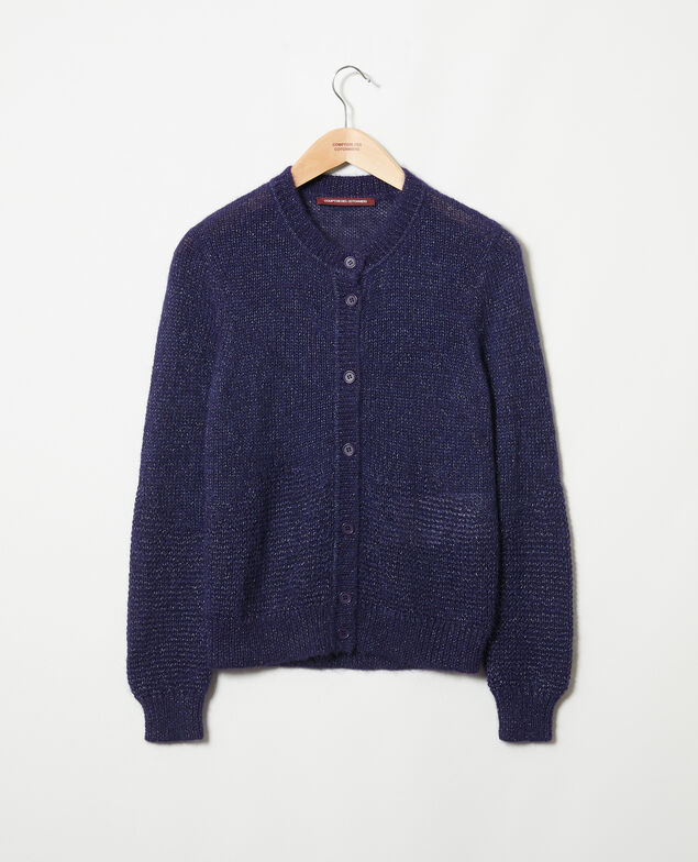 Cardigan with shiny lurex thread Evening blue