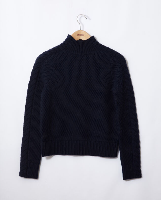  Wool jumper with braid detail Peacoat