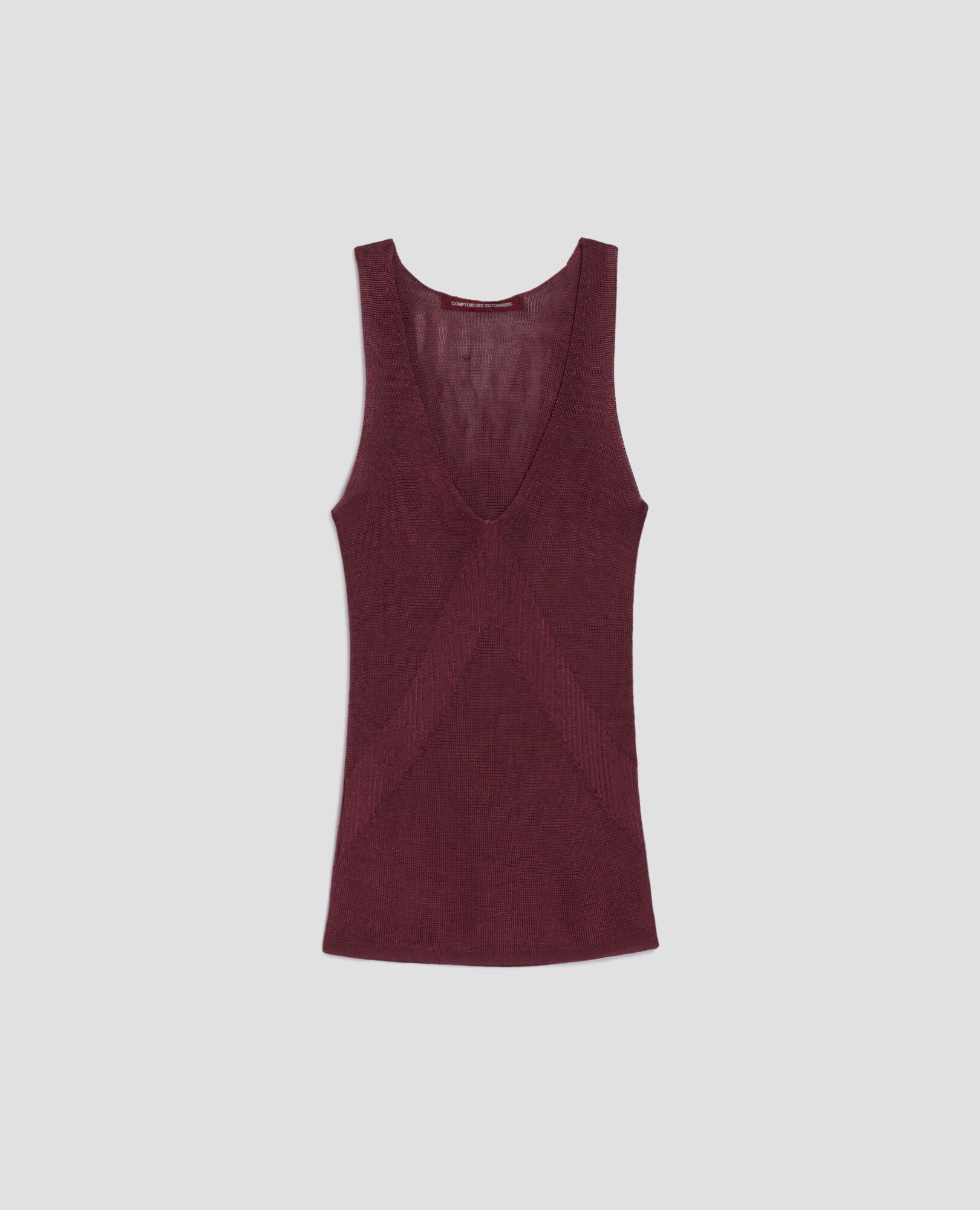 Rib knit tank top burgundy - Comptoir des Cotonniers
