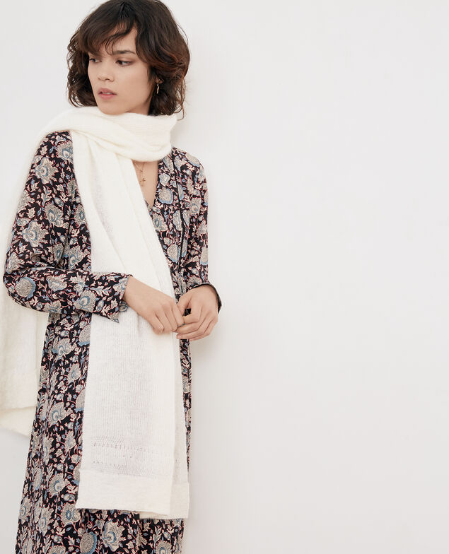Scarf with mohair and wool Off white
