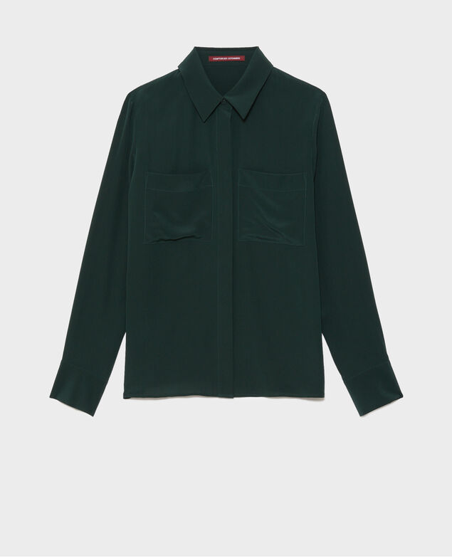 Loose long-sleeve silk shirt Scarab