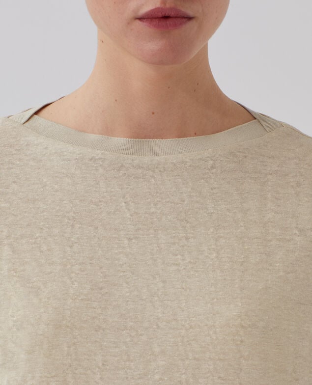KARO - Boxy linen t-shirt J020 beige lining