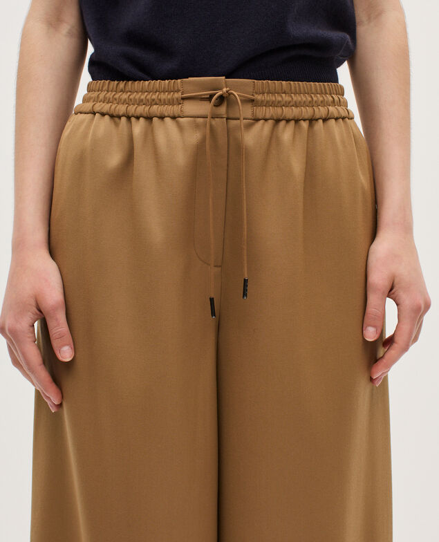 YVONNE - Pleated wide leg trousers K341 oak brown