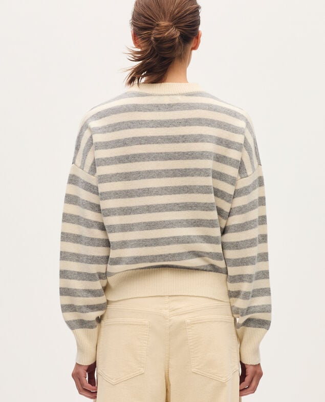 Round neck wool jumper K012 st grey white