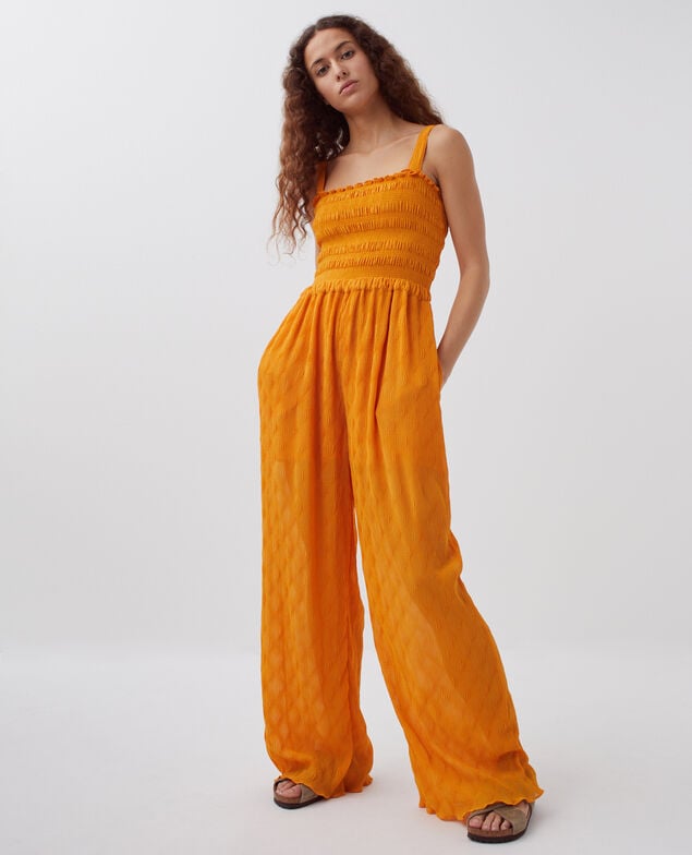 Silky smock jumpsuit H221 orange butter