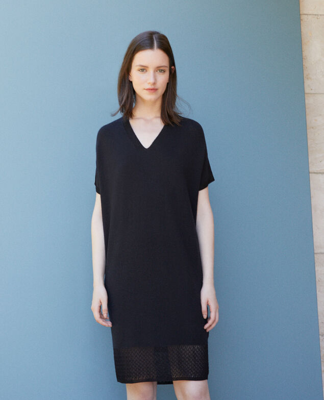 Zero-stitching knitted dress Black