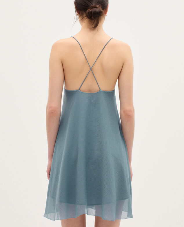 Muslin mini dress  K631 blue lake