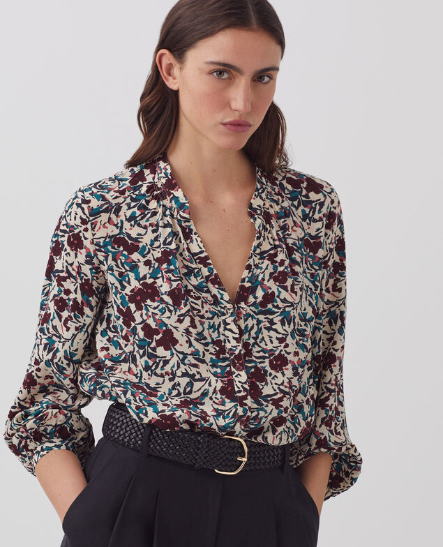 Silky long-sleeve shirt J751 leaf burgundy