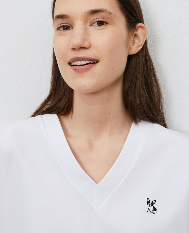 Organic cotton V-neck t-shirt Optical white
