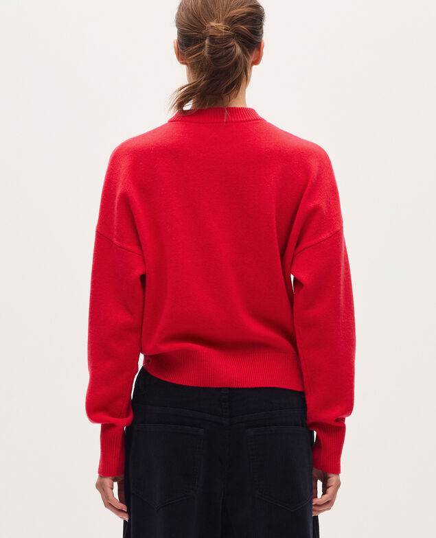 Round neck wool jumper U150 red