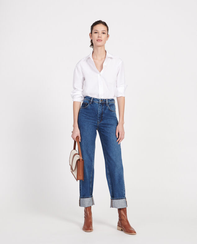 Straight-cut high-waisted jeans Denim medium wash