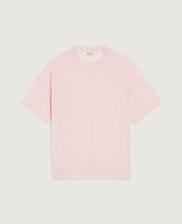 Merino wool and silk jumper K100 bloom pink