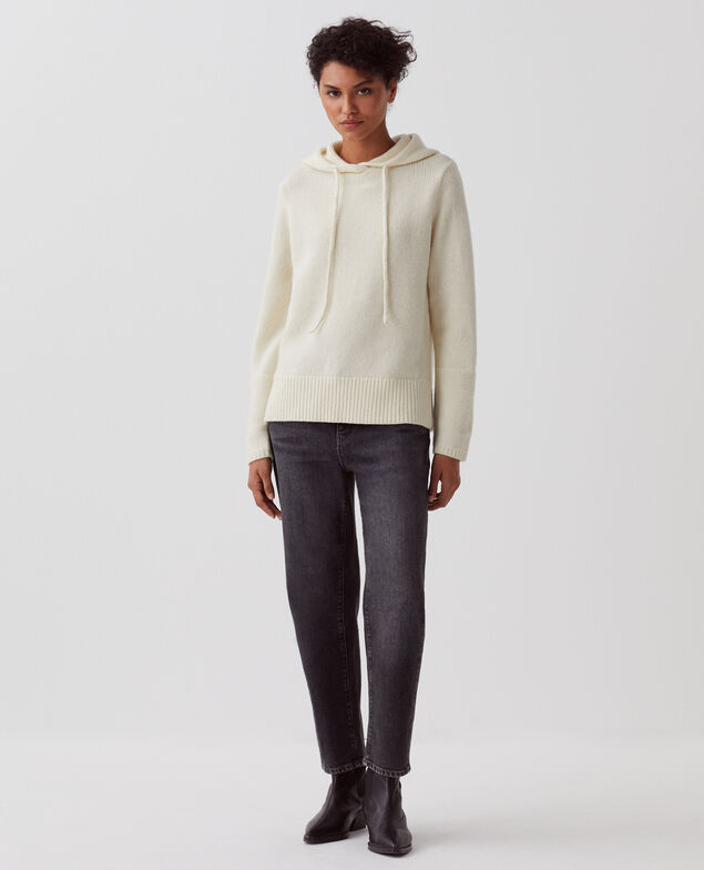 Wool hoodie I010 glass green beige