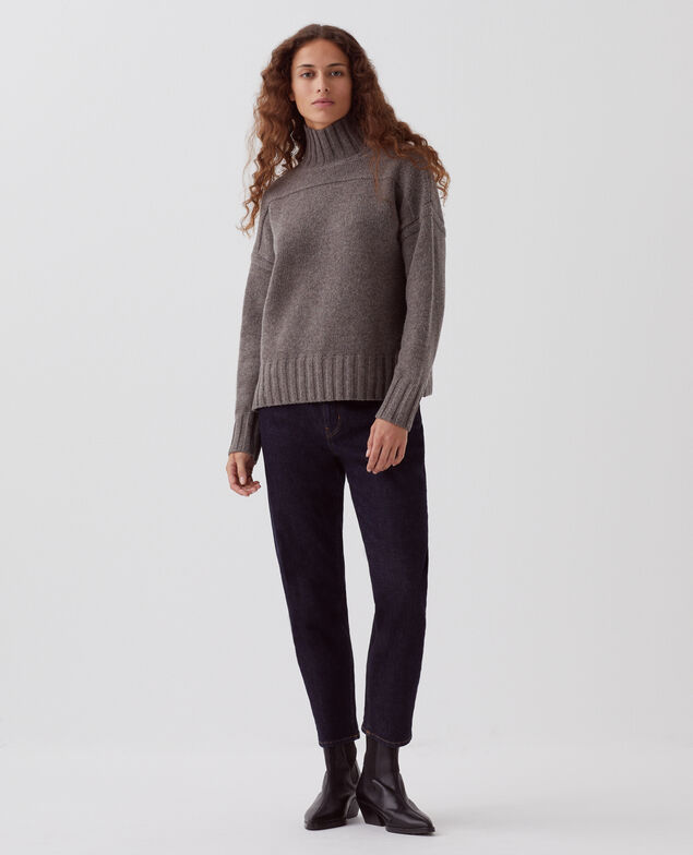 Wool polo neck jumper I040 steeple gray