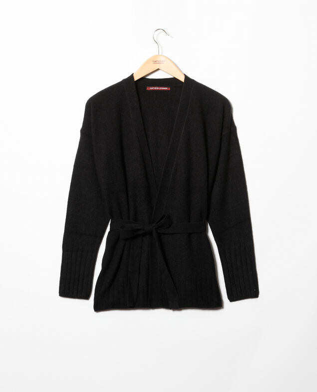 Wrapover cashmere cardigan Noir