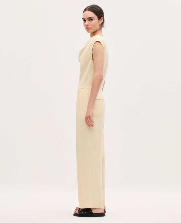 Silky crepe jumpsuit K300 ecru beige