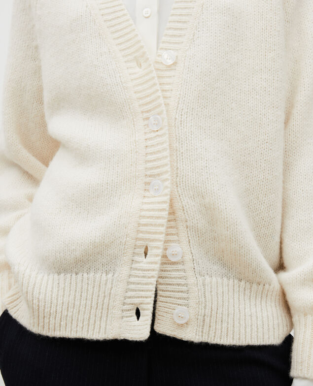 Oversize V-neck wool cardigan Jet stream