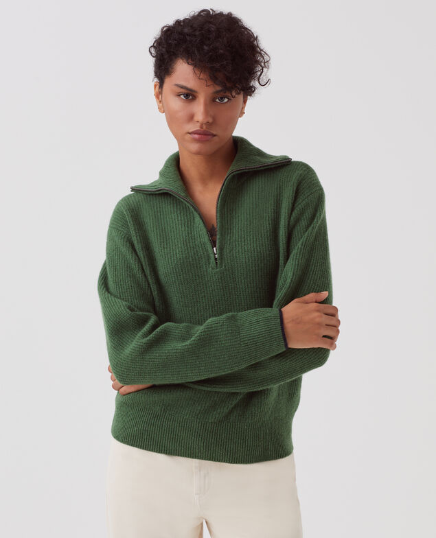 Half-zip wool jumper U550 green