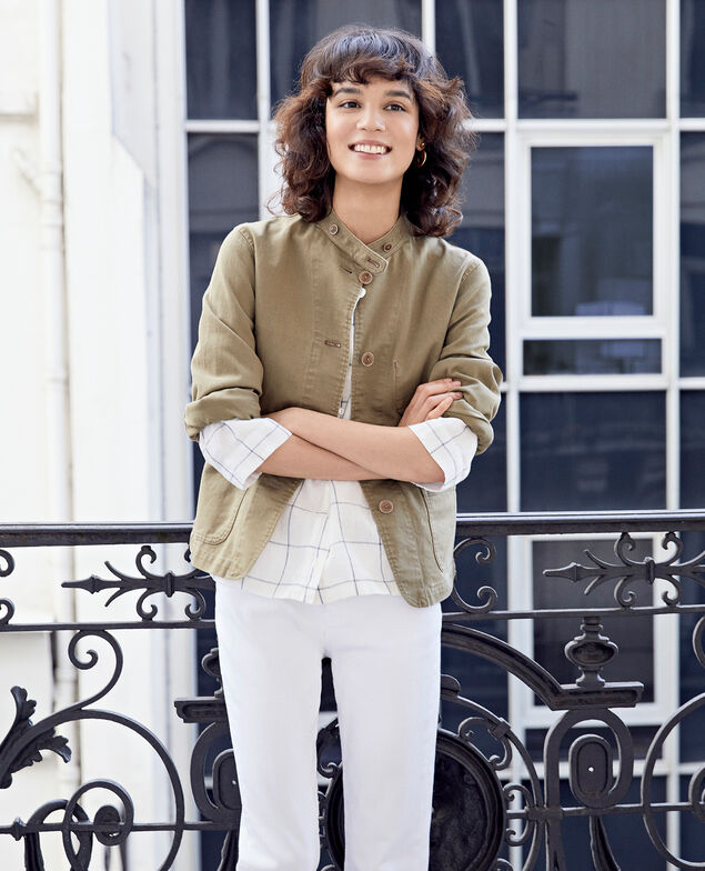 Mandarin collar jacket Mastic