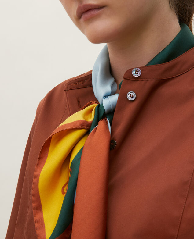  Oversize cotton shirt with bib front Tortoise shell