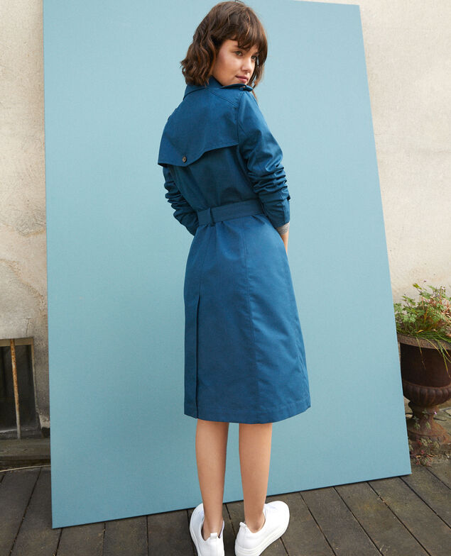 Mid-length trench coat Majolica blue