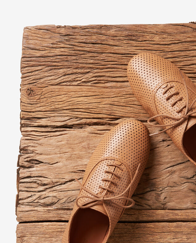 Perforated leather derbies Cognac