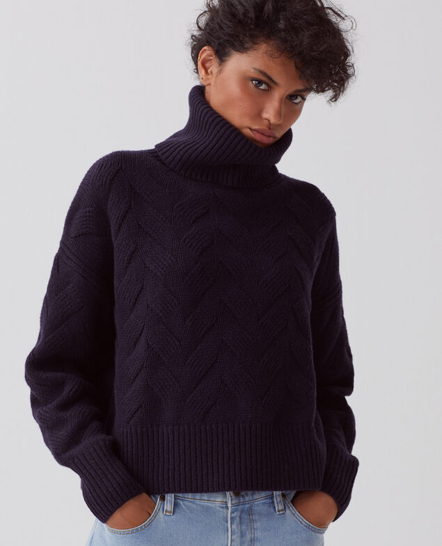 Wool roll neck jumper H695 night sky