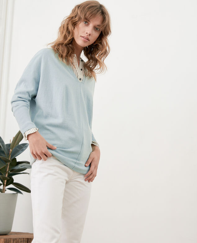 Oversize cotton and cashmere jumper Silver green
