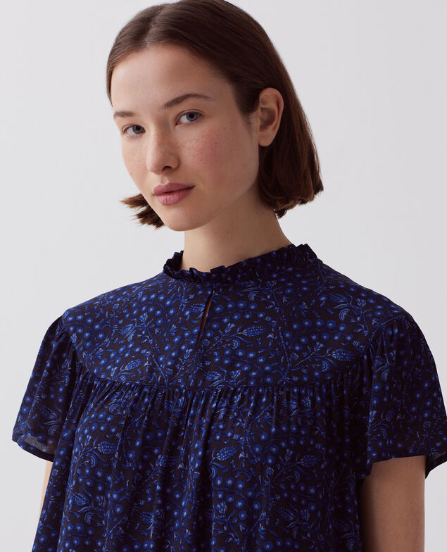 Short-sleeve Fluid blouse I662 batik navy