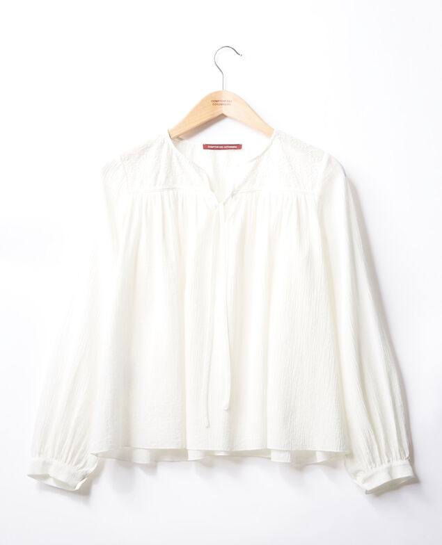 Blouse with lace  Blanc