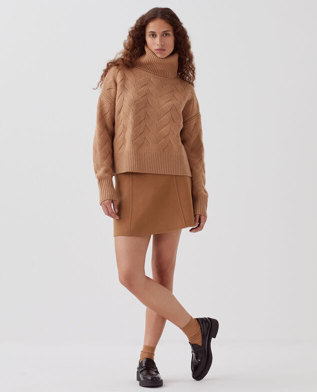 Wool roll neck jumper I321 camel