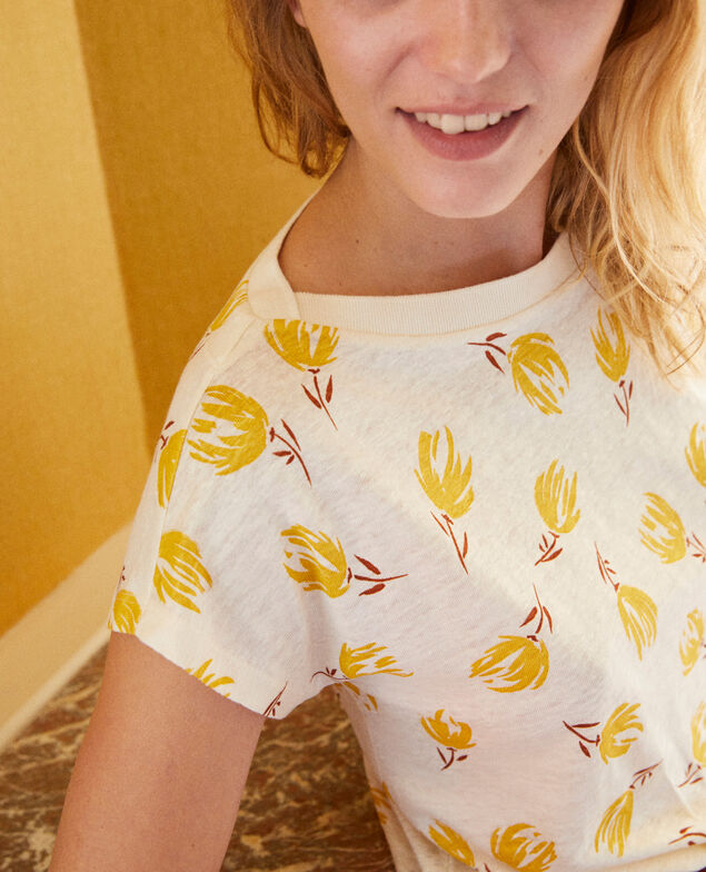 Linen boatneck t-shirt  Tulip buttercream