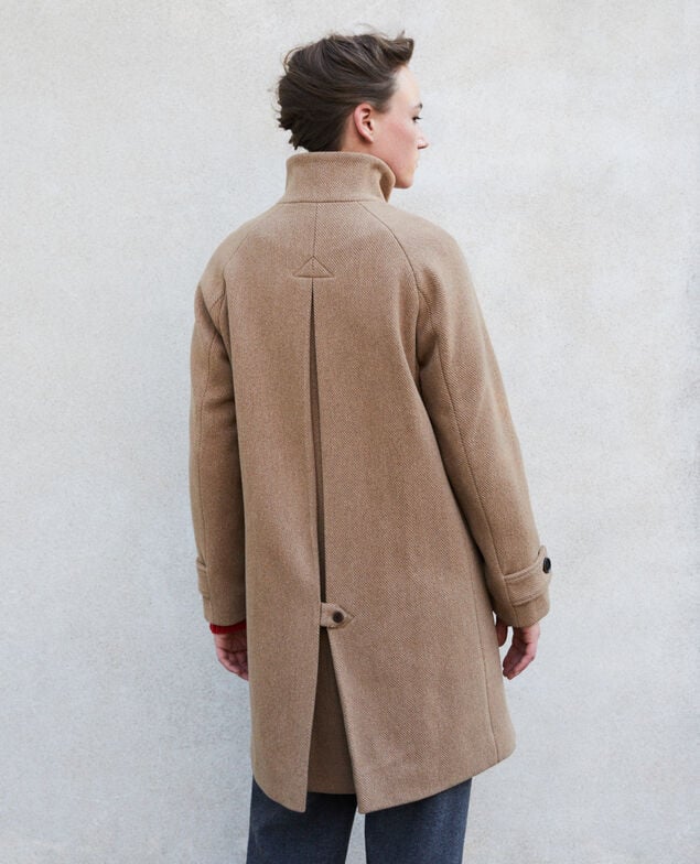 Coat with stand-up collar Beige