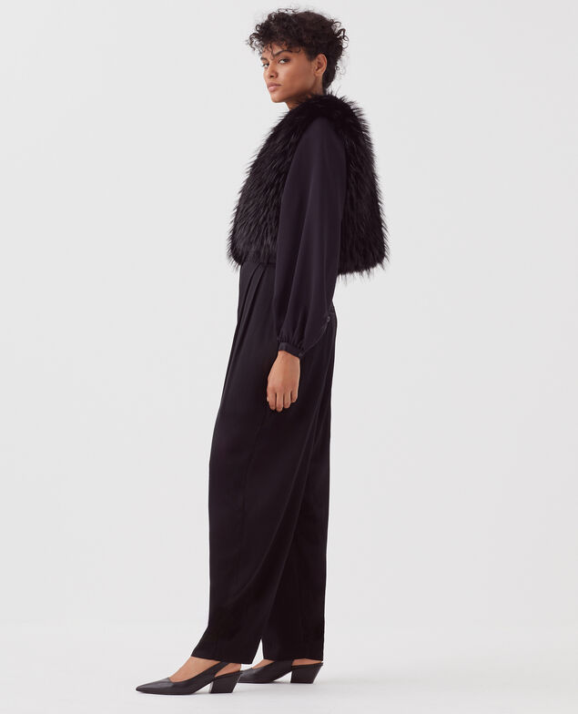 Faux fur gilet H091 black beauty